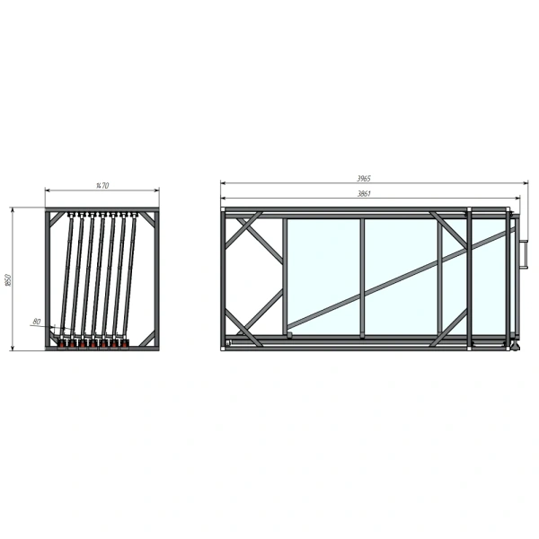Стеллаж для вертикального хранения листового металла 3,0х1,5_1т_7к